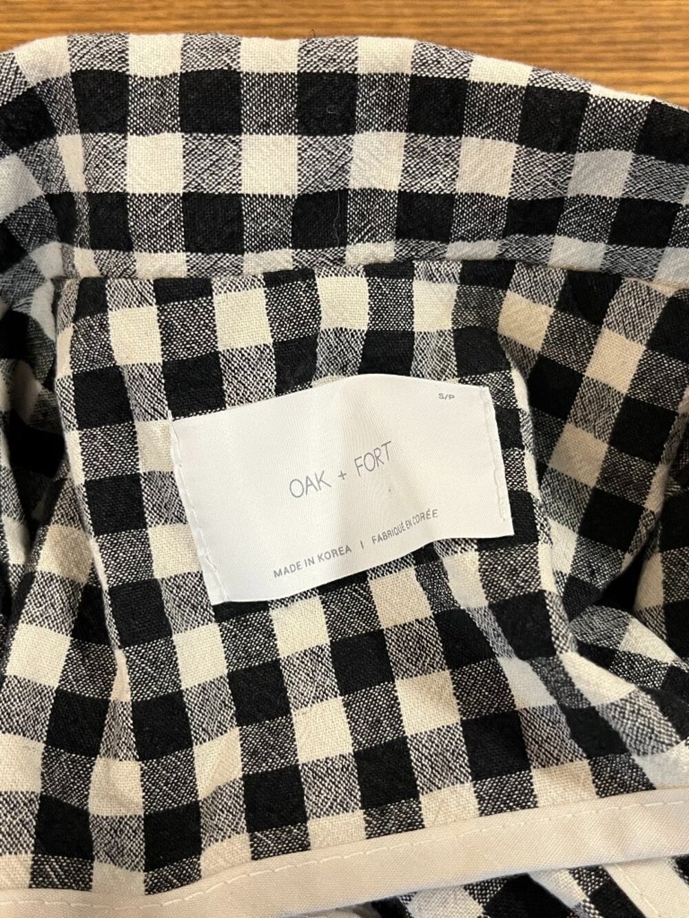 Oak + Fort Women's Black & White Gingham Short Sleeve Blazer Jacket - Size Small - Picture 6 of 6